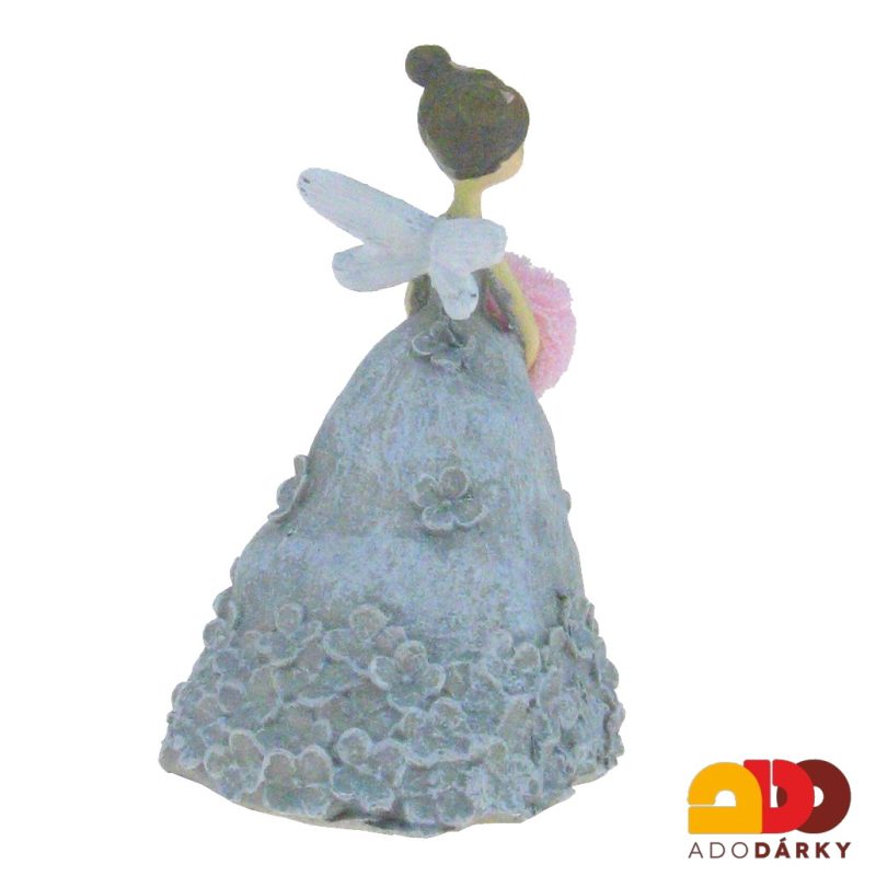 Užší víla - anděl v šedých šatech s pomponem 10 cm