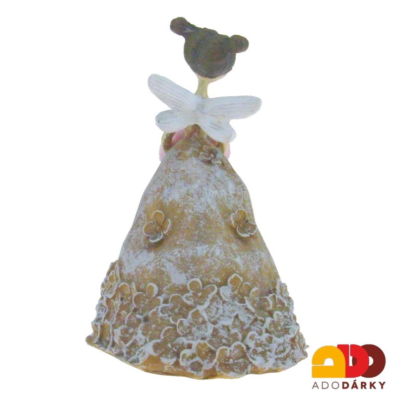 Užší víla - anděl v hnědých šatech s pomponem 10 cm