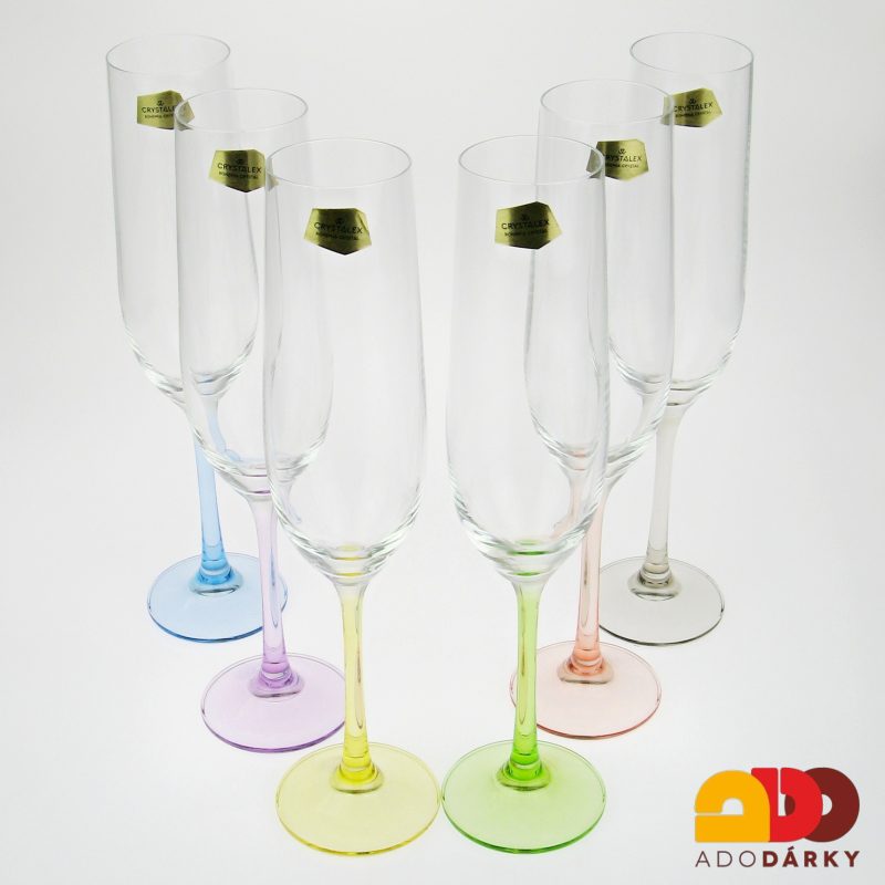 Sklenice na šampaňské Rainbow 190 ml, sada 6 ks