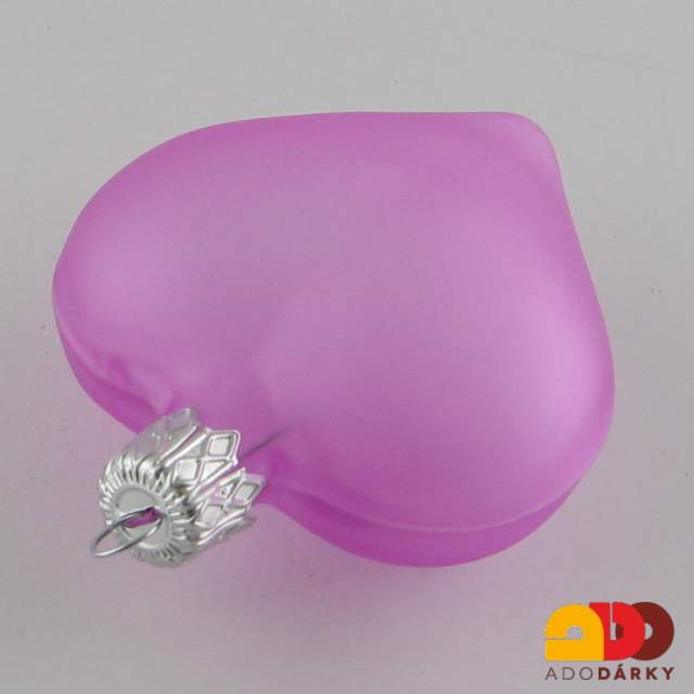 Srdíčko z foukaného skla - ostře fialové 7 cm