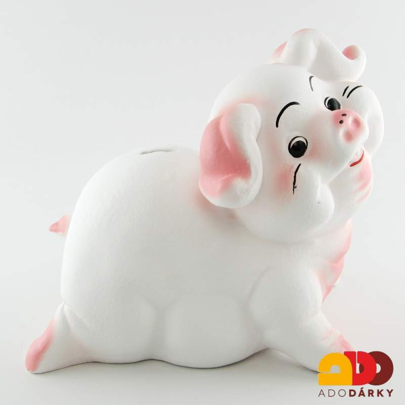 Pokladnička prase střední bílé 23 cm