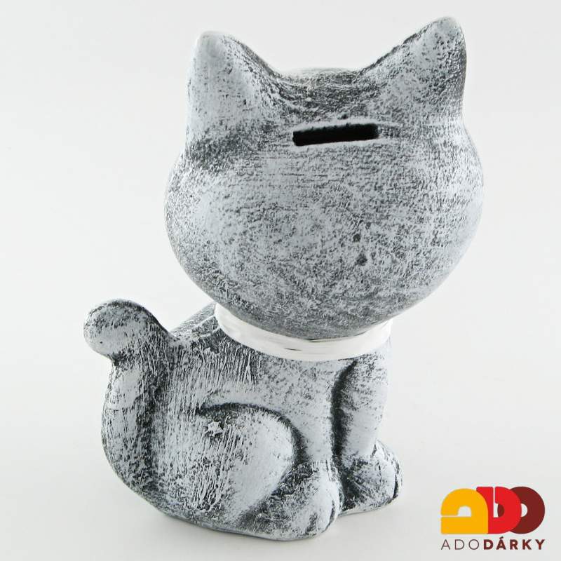 Pokladnička kočka šedá 17 cm