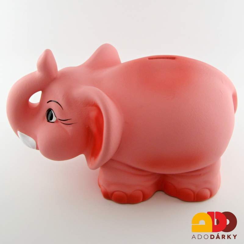 Pokladnička slon s chobotem růžový 35 cm
