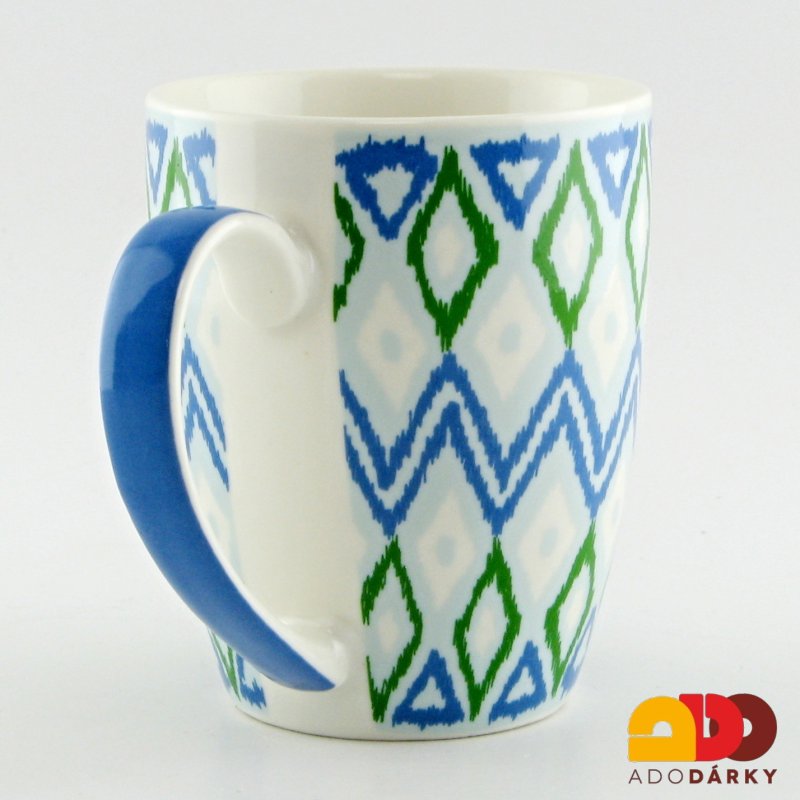 Hrnek s kosočtverci bílozelenomodrý 350 ml