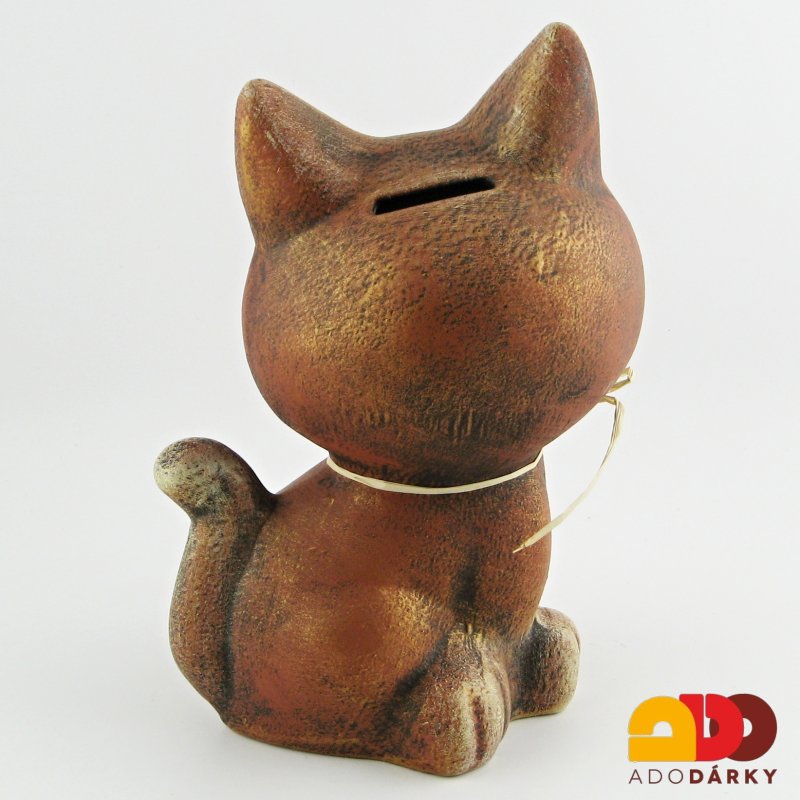 Pokladnička kočka hnědá střední 27 cm