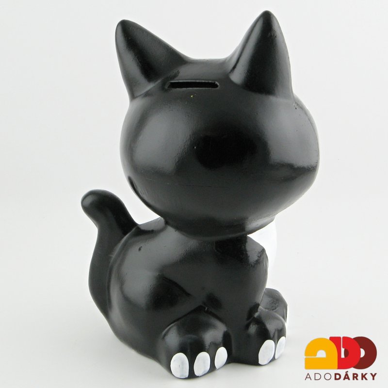 Pokladnička kočka mourek černobílý střední 27 cm