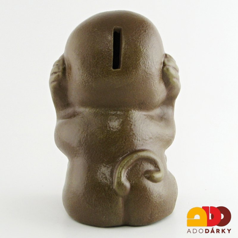 Pokladnička opice "neslyším" 19 cm