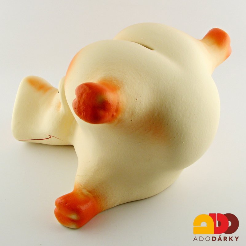 Pokladnička prase obrovské oranžové s tangama 31 cm