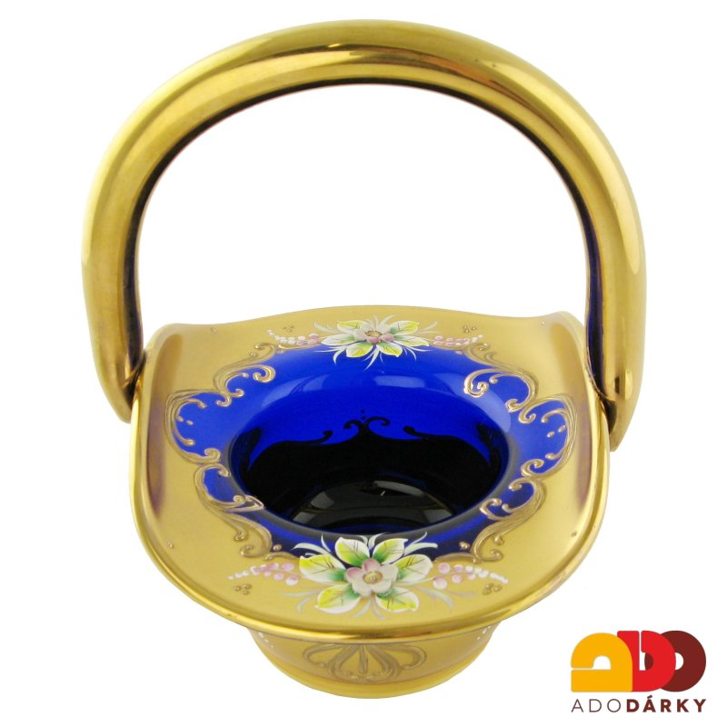 Smaltovaný košík zdobený zlatem 16,5 cm