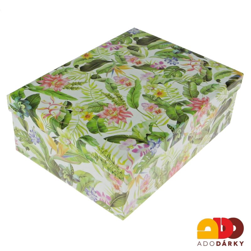 Váza Zelené listy a barevné květy 21 cm