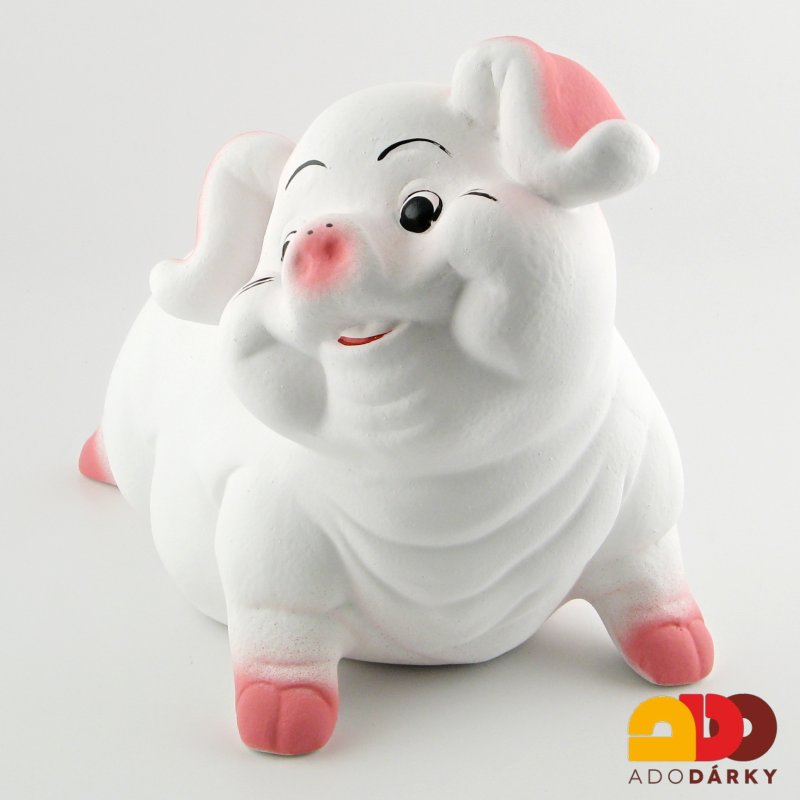 Pokladnička prase obrovské bílé 28 cm