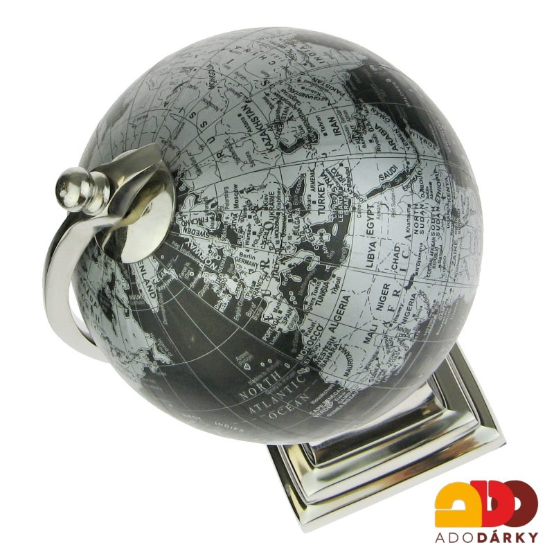 Globus v černostříbrné barvě ø 14 cm