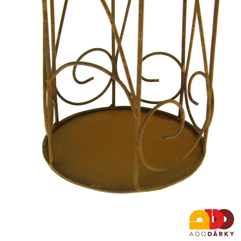 Plechový anděl rezavý na svíčku 60 cm