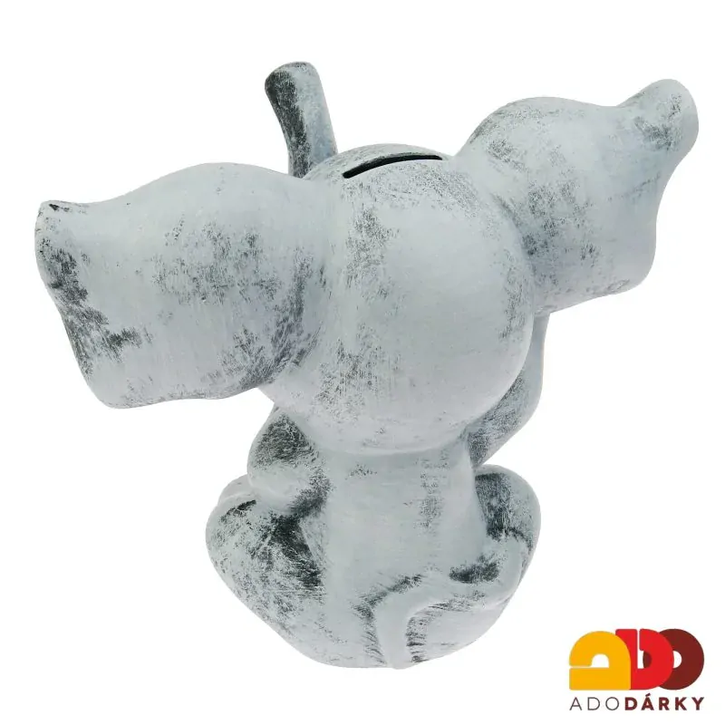 Pokladnička slon s velkýma ušima šedý 28 cm