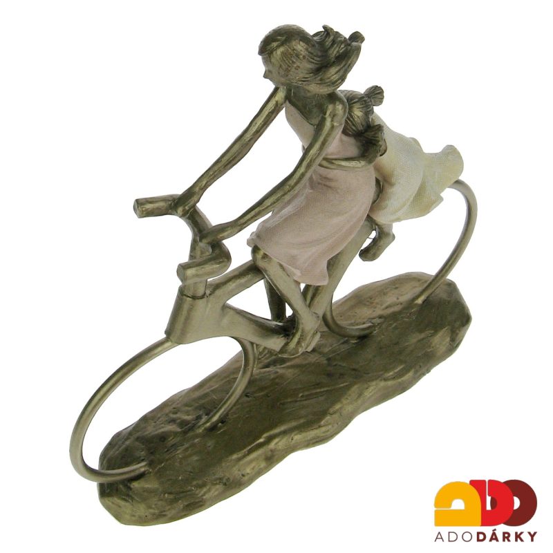 Soška ženy s dítětem na kole 25 cm