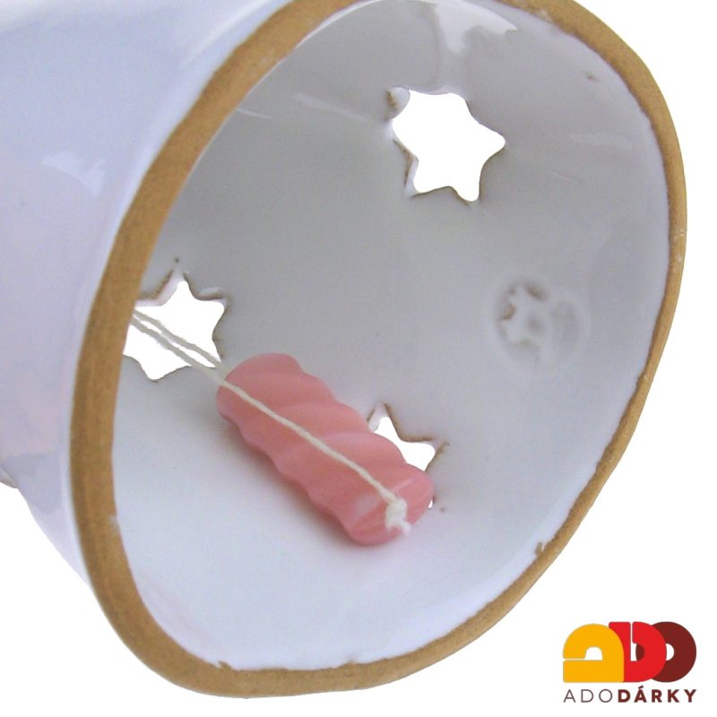 Zvonek anděl s hvězdičkama 16 cm