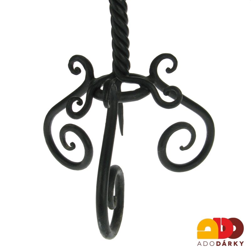 Ručně kovaný svícen se skleněným kamenem 85 cm