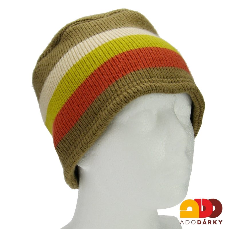Dámská zimní klobouček pruhovaný