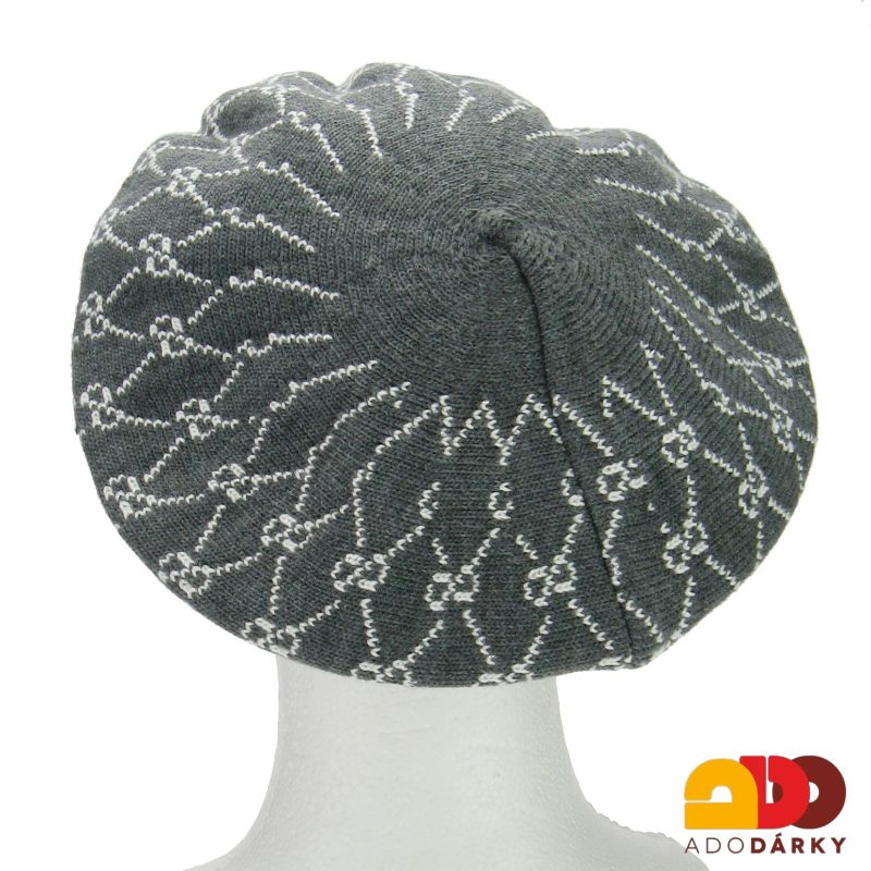 Pletená čepice s kšiltem vzorovaná šedá