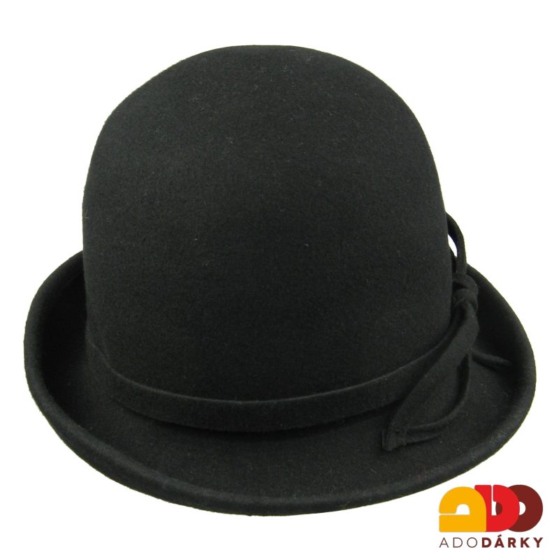 Čený plstěný klobouk s ozdobnou mašlí