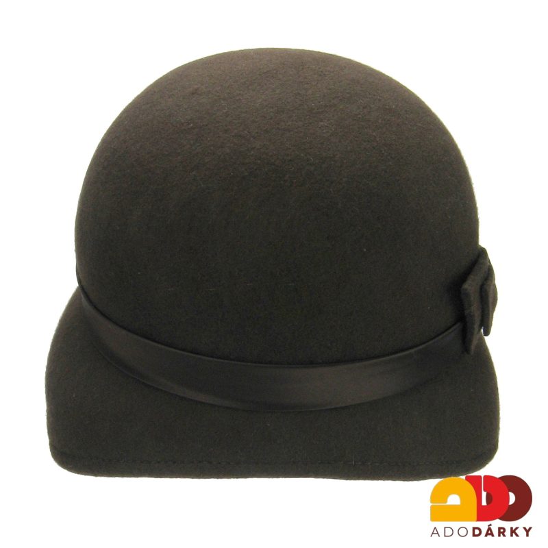 Hnědý plstěný klobouk s mašlí