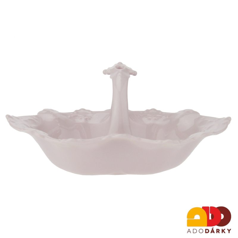 Košík růžový porcelán 18,5 cm