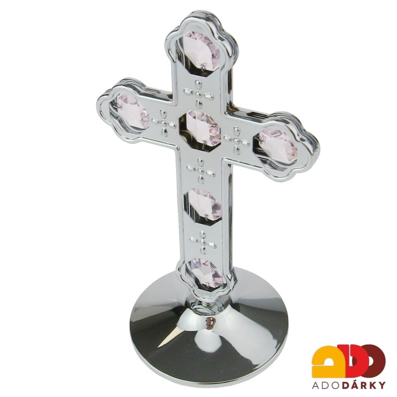 Velký kříž Swarovski stříbřený