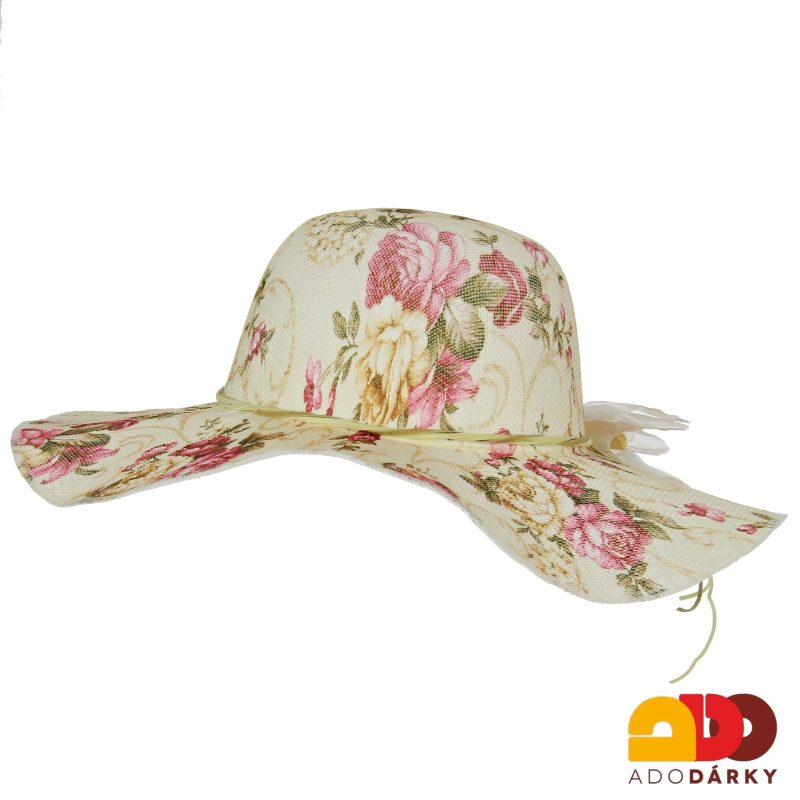Dámský letní klobouk smetanový s růžemi