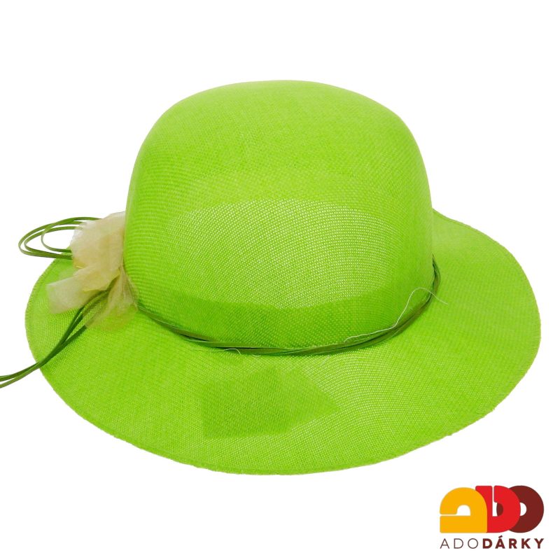 Dámský letní klobouk zelený s kytičkou