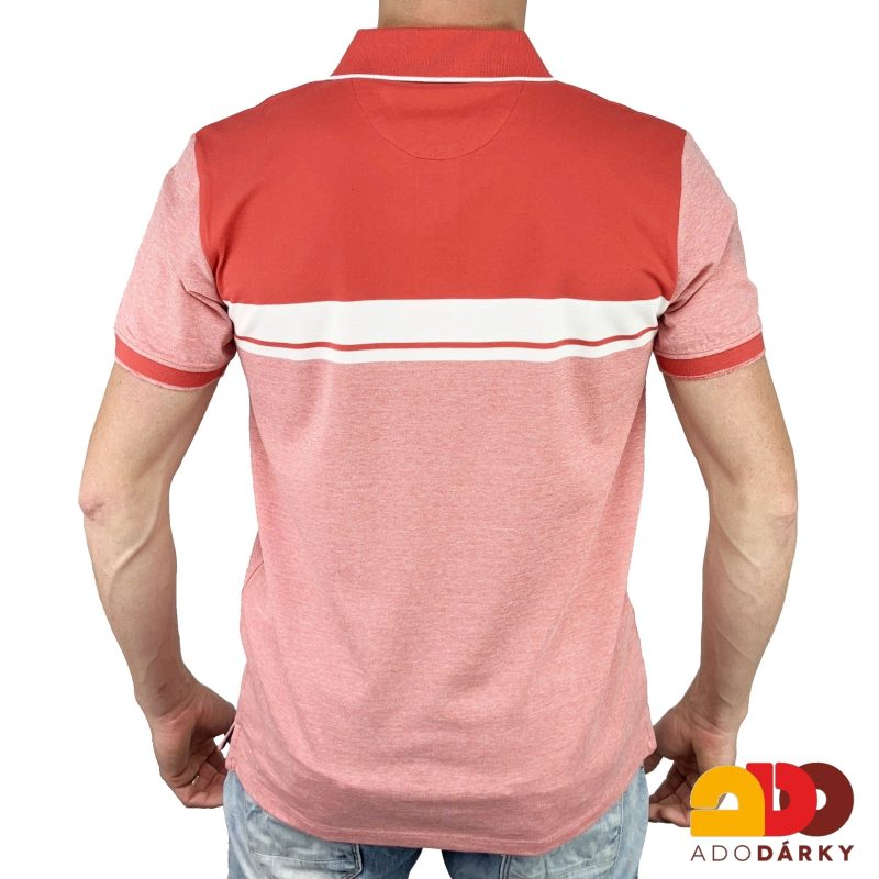 Pánská polokošile krátký rukáv červeno - bílé pruhy