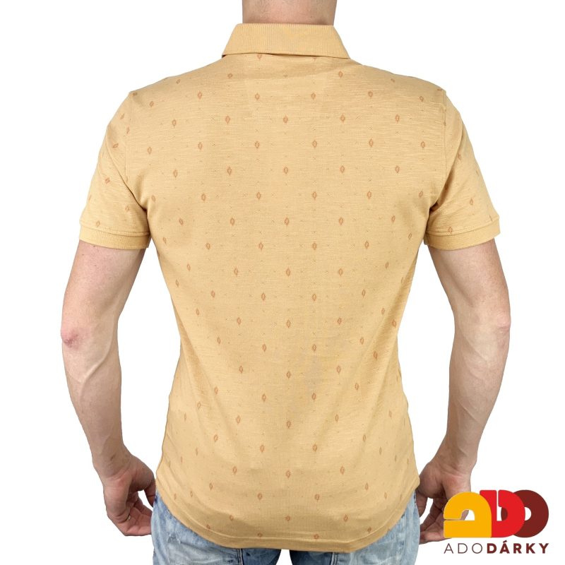 Pánská polokošile krátký rukáv žluto - oranžová s drobným vzorem
