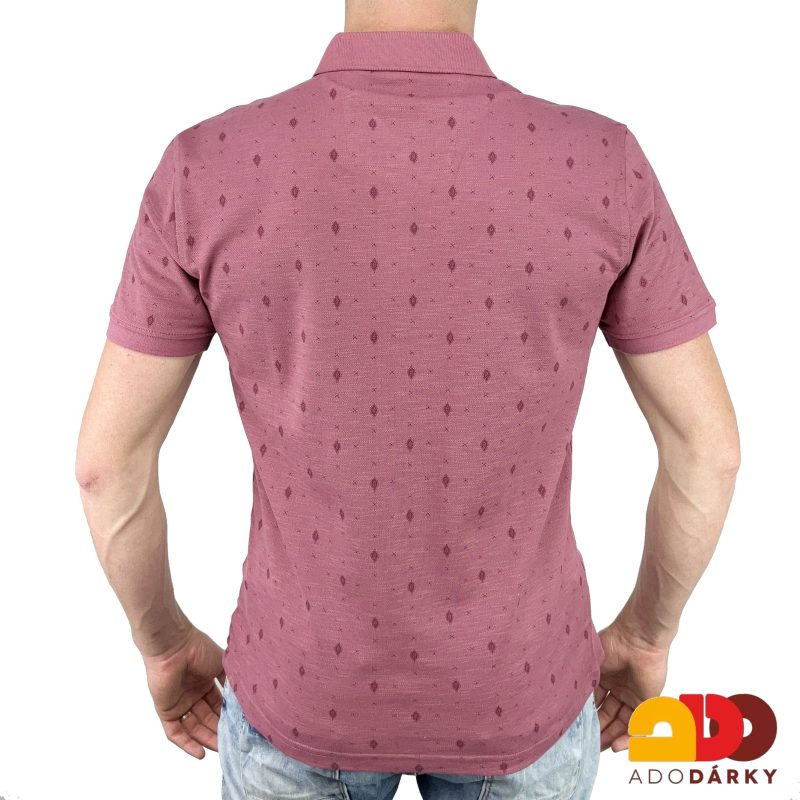 Pánská polokošile krátký rukáv vínová s drobným vzorem
