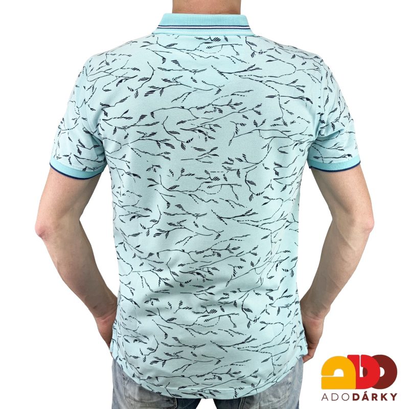Pánská polokošile krátký rukáv modrá s větvičkami