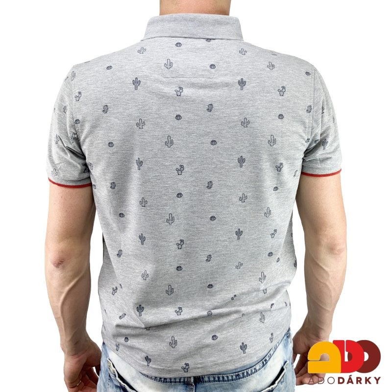 Pánská polokošile krátký rukáv šedá s kaktusy