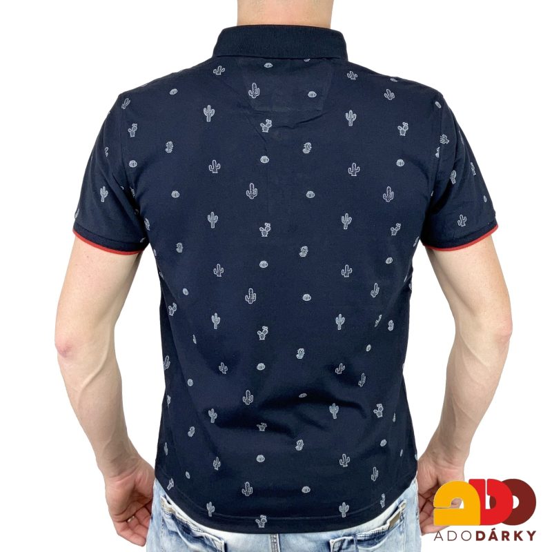 Pánská polokošile krátký rukáv modrá s kaktusy