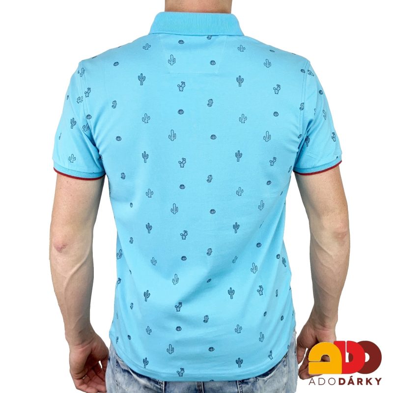 Pánská polokošile krátký rukáv světle modré s kaktusy