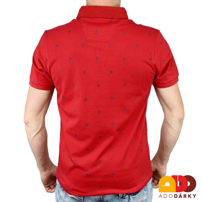 Pánská polokošile krátký rukáv červená s palmami