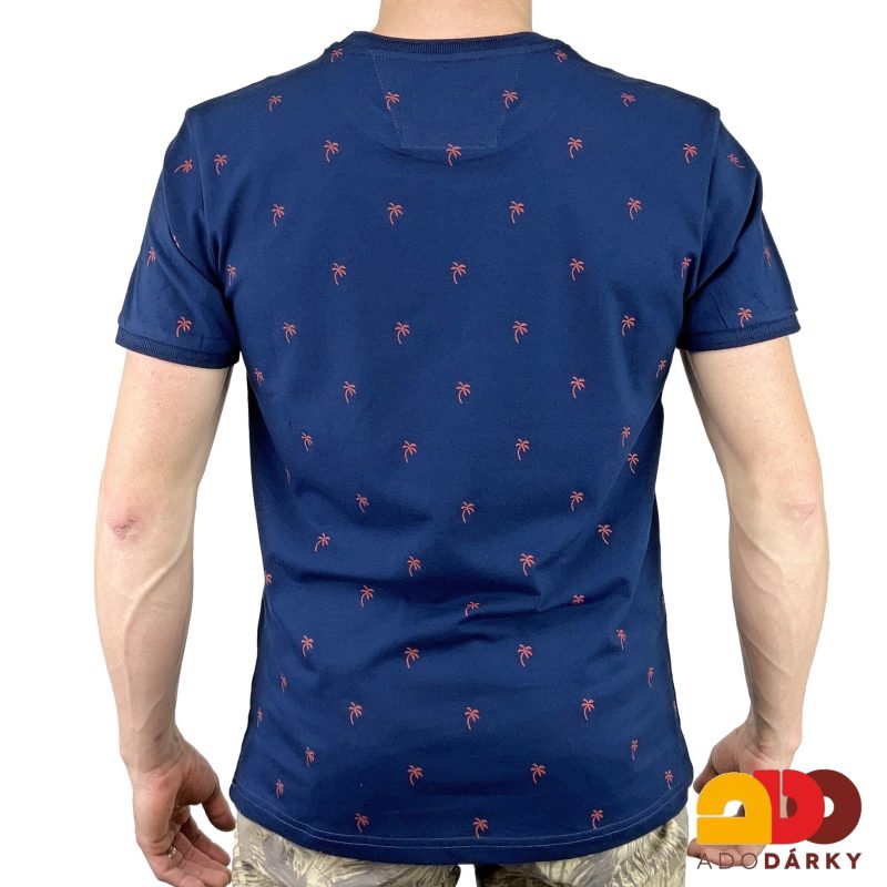 Pánské triko krátký rukáv tmavě modré s palmami
