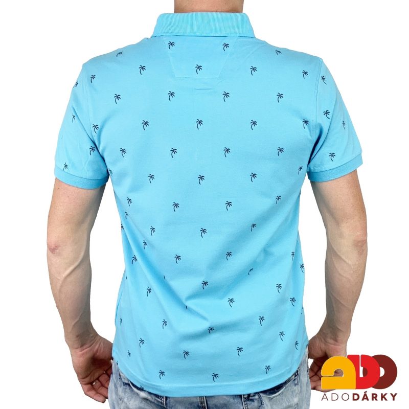 Pánské triko krátký rukáv modrozelené s palmami