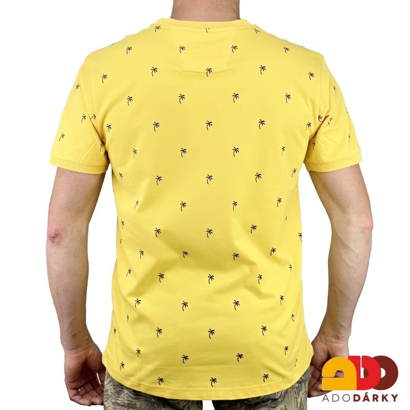 Pánské triko krátký rukáv žluté s palmami