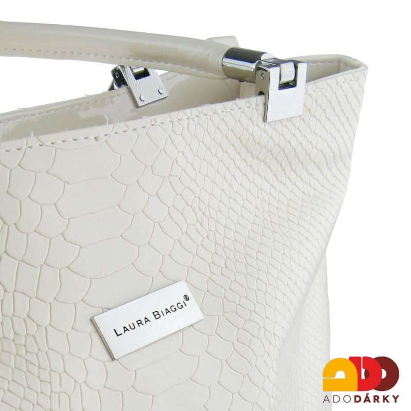 Kabelka Laura Biaggi s hadím vzorem béžová 34 cm