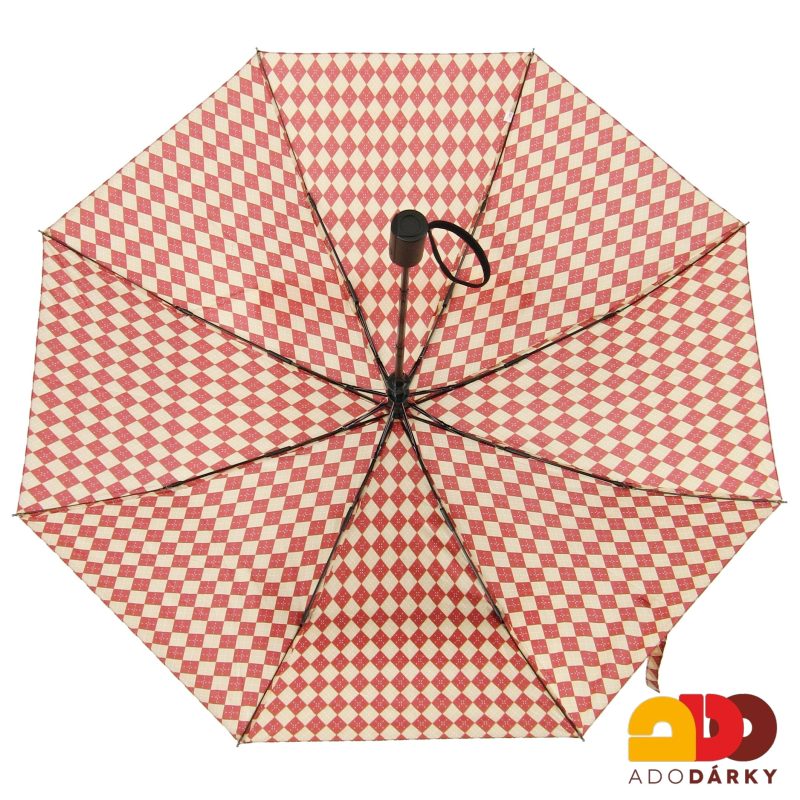 Dámský skládací deštník károvaný červený