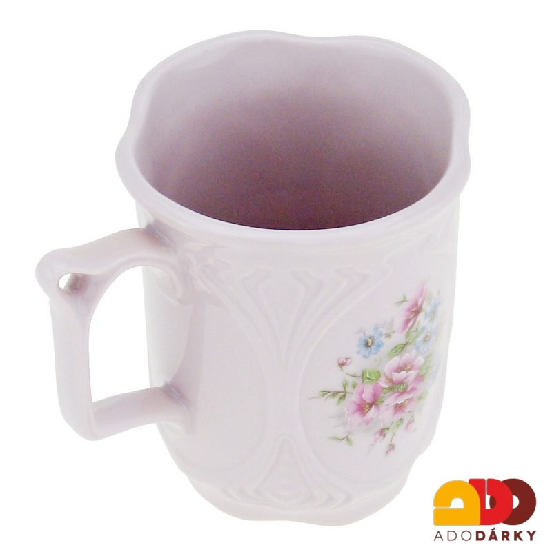 Hrnek růžový porcelán s kvítky 0,18 l
