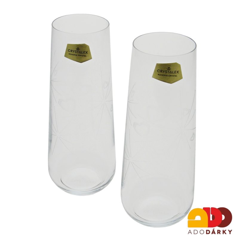 Sklenice se srdci čiré 250 ml, sada 2 ks