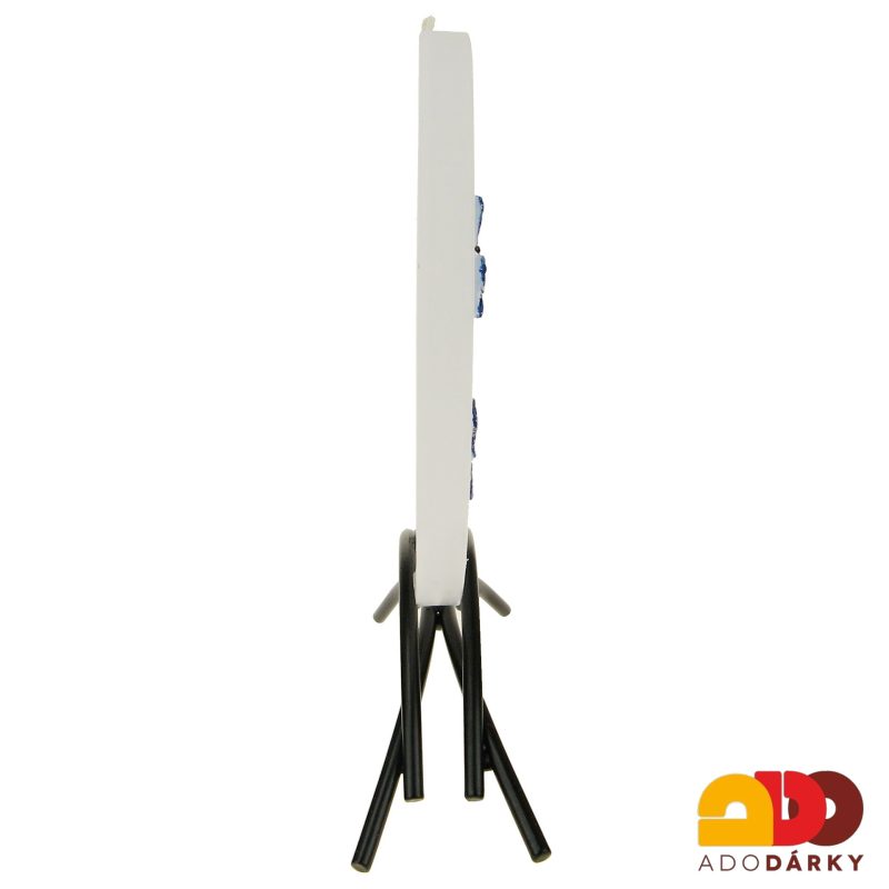 Svíčka 1 knot tři motýli modří + kovový stojánek