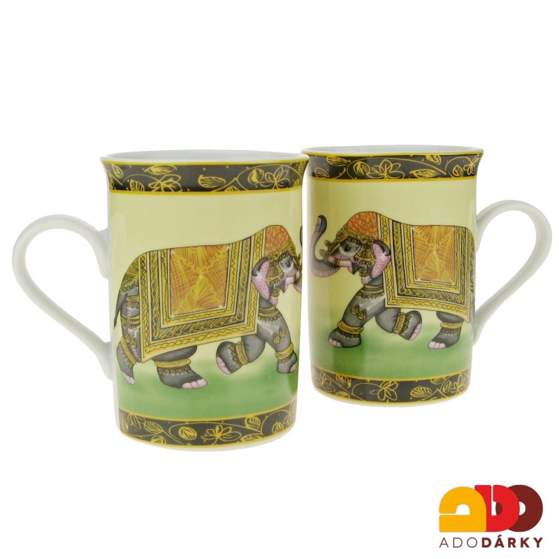 Duo hrnky s odkladači na čajové sáčky sloni 250 ml