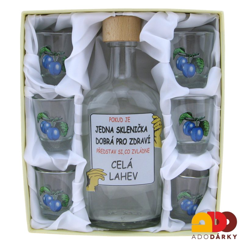 Sada 6 odlivek s láhví "Pokud je jedna sklenička..." 0,35 l