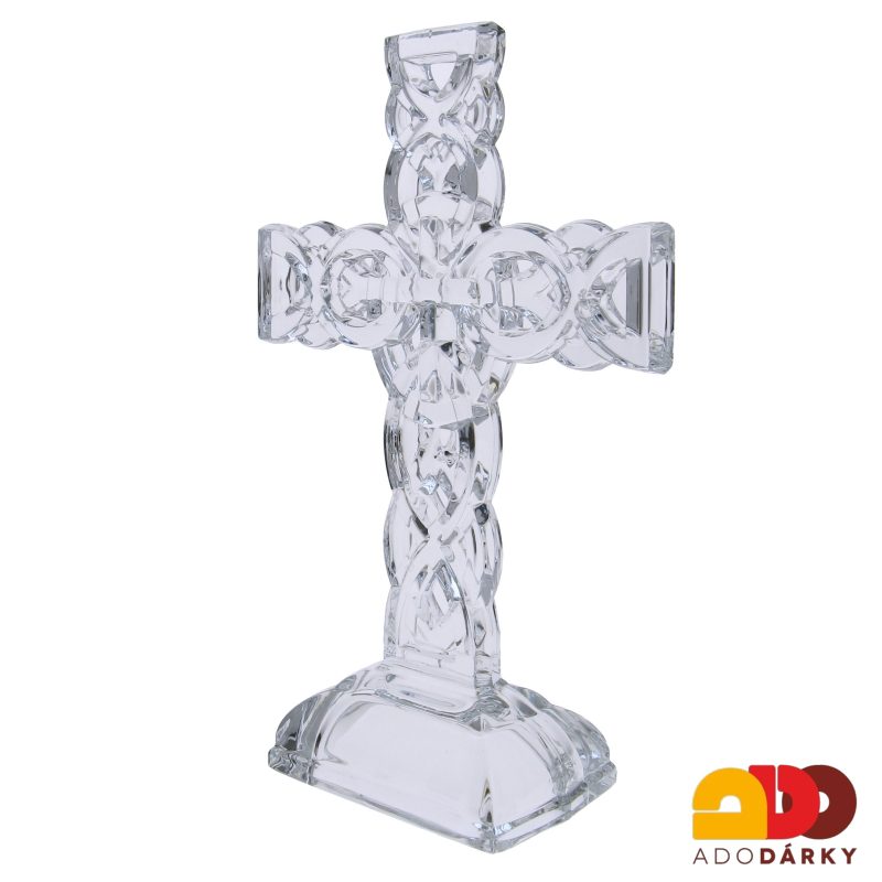 Skleněný kříž na podstavci 27,5 cm