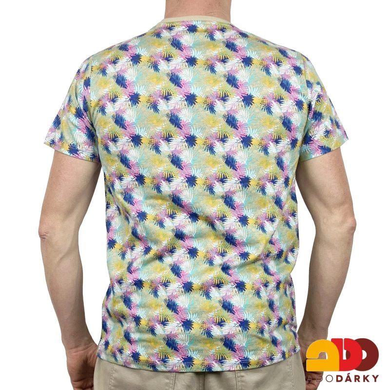 Pánské triko béžové s barevnými listy