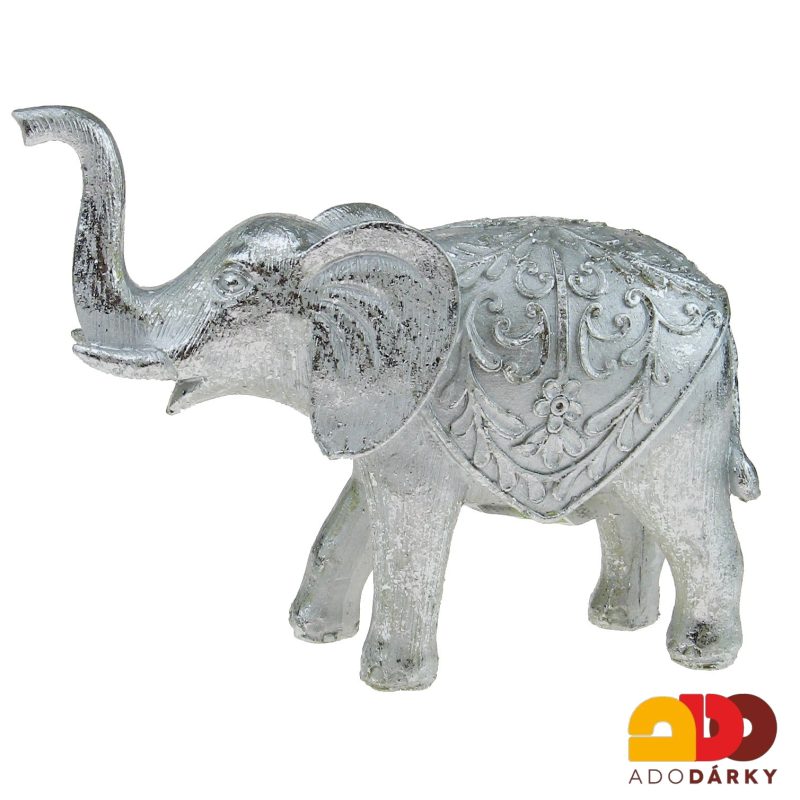 Slon stříbrné barvy 18,5 cm